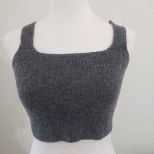 NWT Everlane The Cozy Stretch Cropped Tank Heathered Gray Size: S Camel Yak Wool